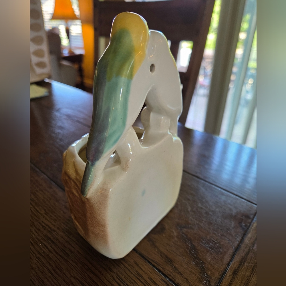 Vintage 50's Morton Pottery Lovebirds Wall Pocket Planter - Picture 5 of 10